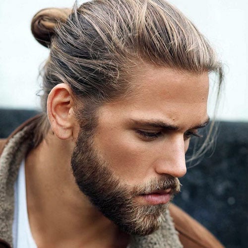 Man Bun with Full Short Beard