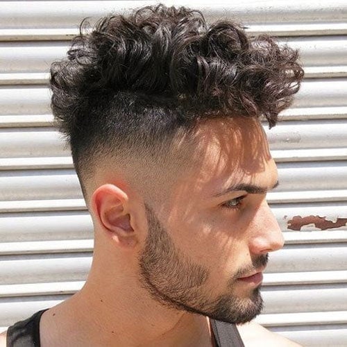 Medium Curly Top + Faded Sides + Beard