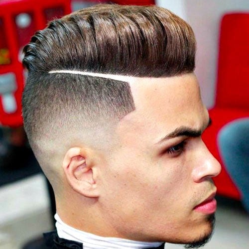 Men's Disconnected Undercut with Thick, High Pompadour