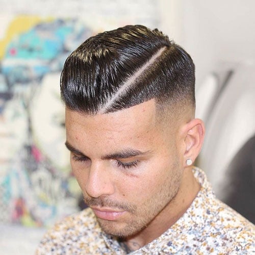 Men's Hard Line Shaved Part - High Fade with Hard Side Part and Edge Up