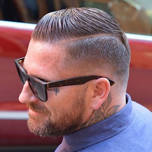 Men's Slicked Side Part with Fade