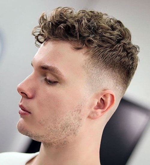 Messy Curls with Mid Drop Fade