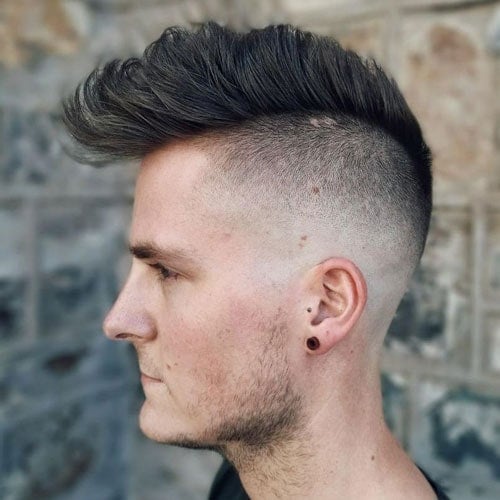 Messy Fohawk Shaved Sides Men