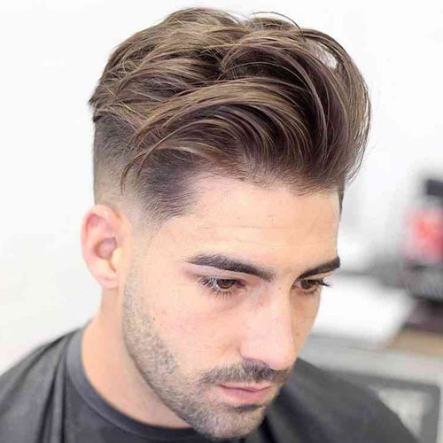 Messy Textured Quiff + Low Fade