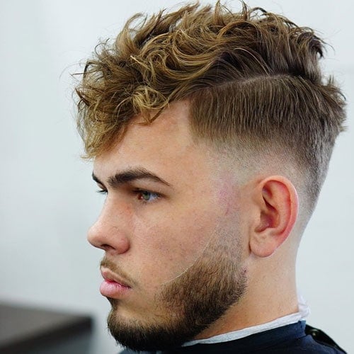 Messy Thick Curly Hair + Mid Skin Fade