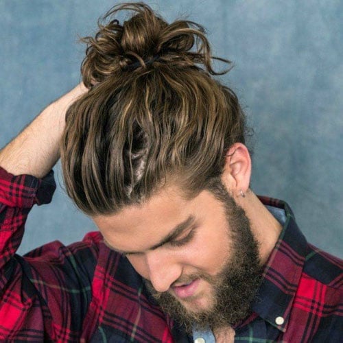 Messy Wavy Man Bun + Beard