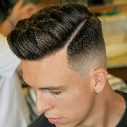 Mid Fade Hairstyles - Mid Bald Fade + Textured Spikes + Hard Part