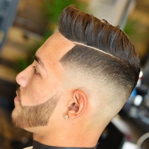 Modern Quiff Haircut + Hard Part + Line Up + Low Bald Fade