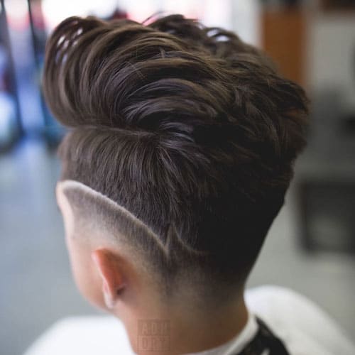 Modern Quiff + High Fade + Line in Hair Design