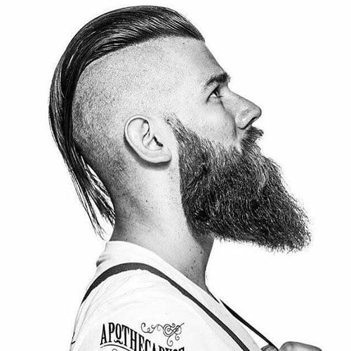 Modern Slick Back - Long Slicked Back Hair with Undercut and Beard