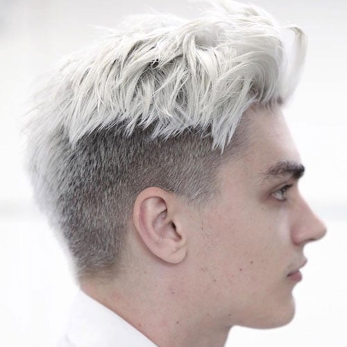 Platinum Blonde Hair with Short Taper Fade Haircut