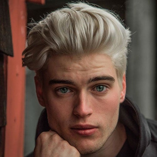 Platinum Blonde Quiff Haircut Men