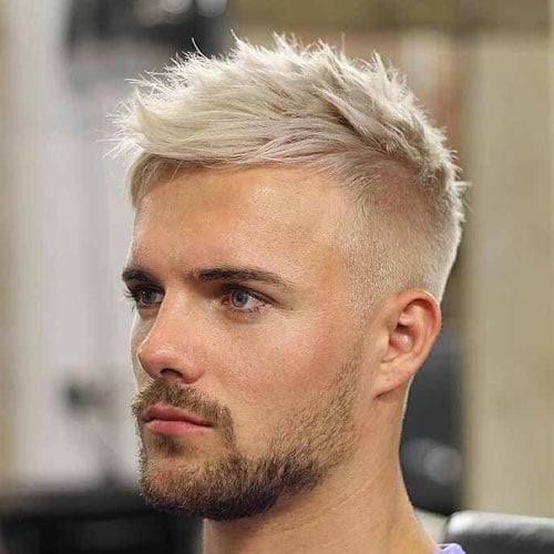 Platinum Blonde Short Hair with Fade