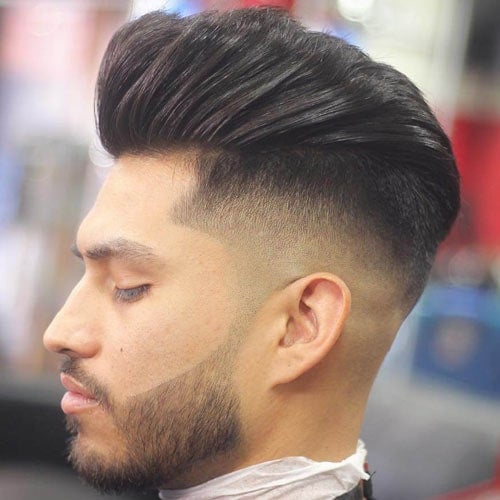 Pompadour with Mid Fade and Beard