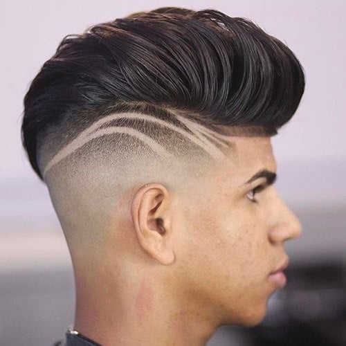 Pompadour with Thick Lines on Side of Head