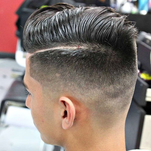 Shaved Part in Hair - Mid Fade with Hard Side Part