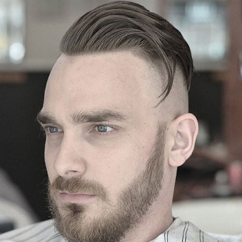 Shaved Sides + Comb Over + Full Beard