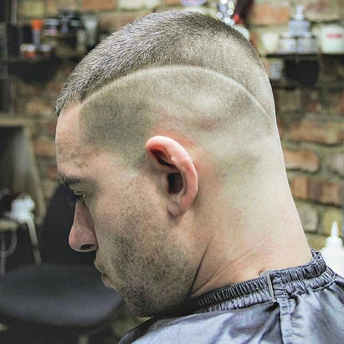 Shaved Sides with Buzz Cut Top and Hair Design