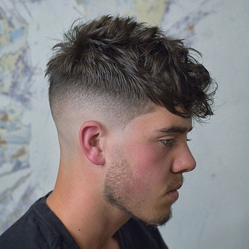 Short Curly Hair Fade Haircut For Men