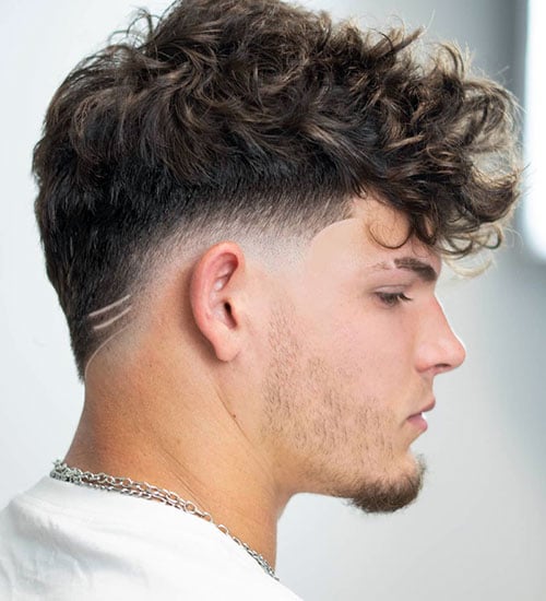 Short Curly Hair Fringe with Low Drop Fade