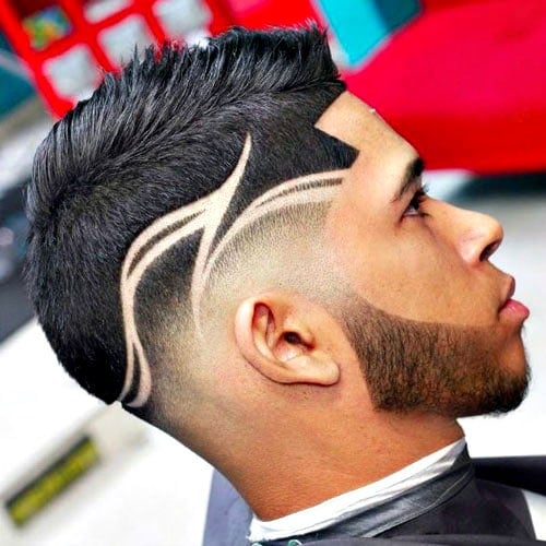 Short Faux Hawk with Fade and Hair Design