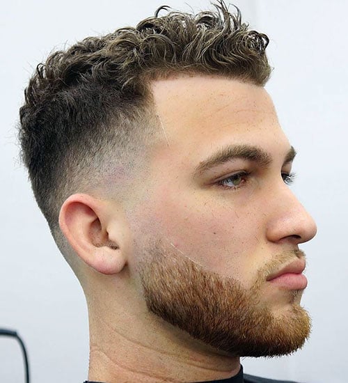 Short Messy Curls with Mid Fade