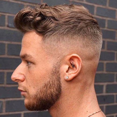 Short Textured Curls + High Fade + Beard