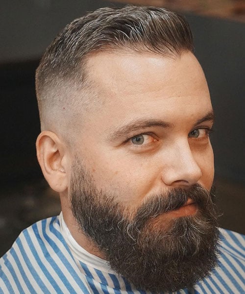 Short Thinning Hair with Bald Fade and Beard