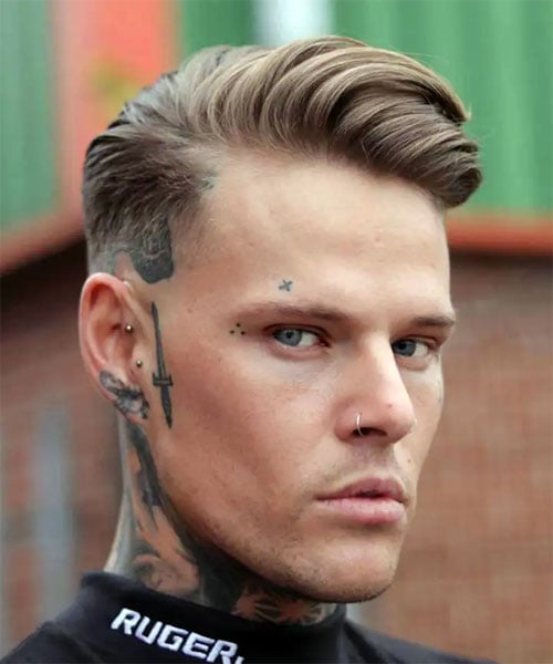 Side Swept Fringe with Razor Fade