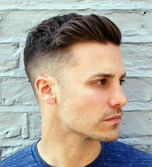 Side Swept Hair with High Taper