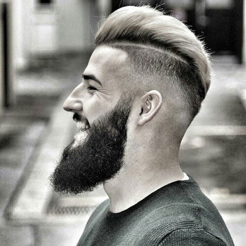 Slick Back Fade - High Fade with Hard Part and Textured Slick Back