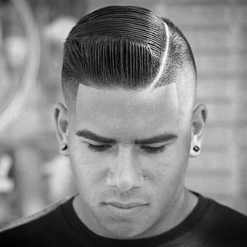 Slick Comb Over Fade + Spiky Fringe + Hard Part