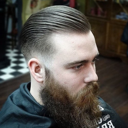 Slicked Back Fade with Beard