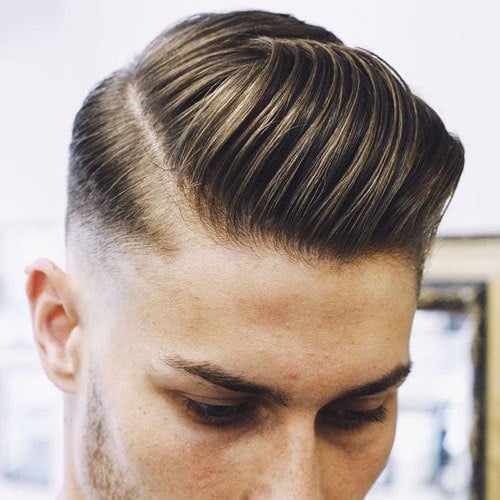 Slicked Hard Side Part with High Fade