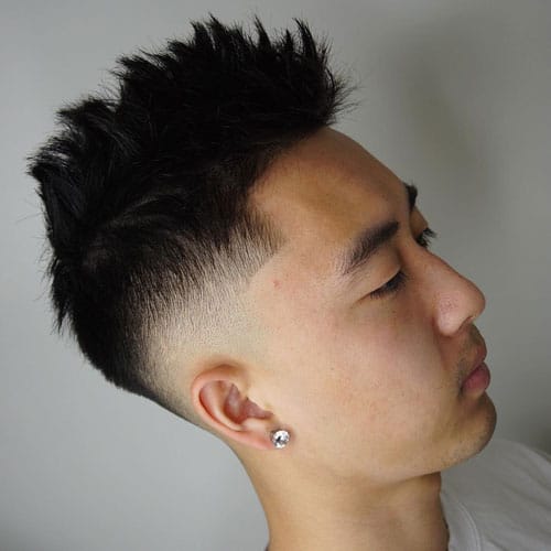 Spiky Hair Fade For Asian Men