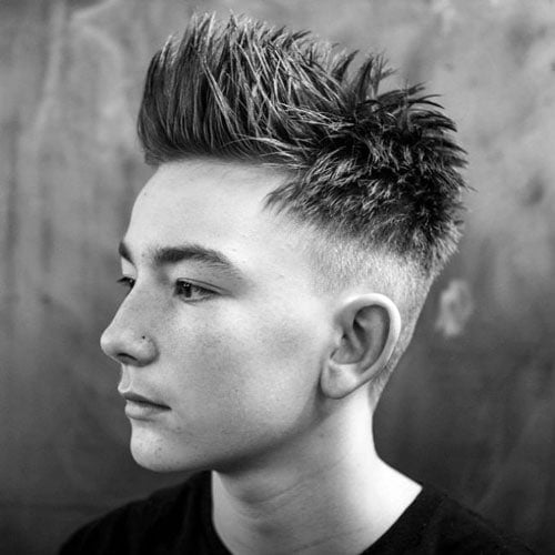 Spiky Pompadour with Low Fade