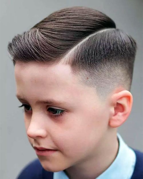 Stylish School Boy Side Part with Taper Fade