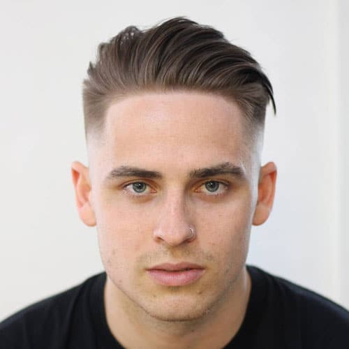 Taper Fade with Brushed Back Hair