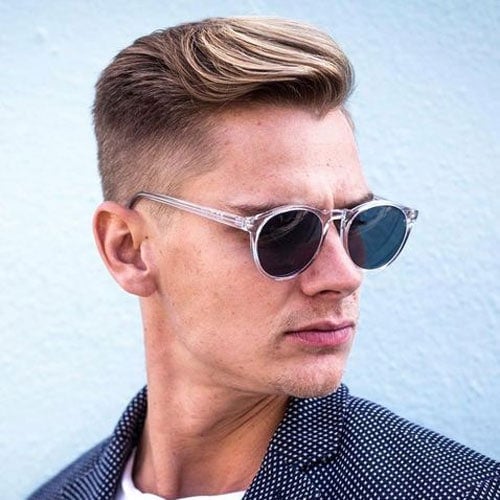 Taper Fade with Textured Side Swept Hair