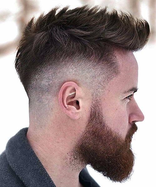 Textured Spiky Top with High Skin Fade and Full Beard