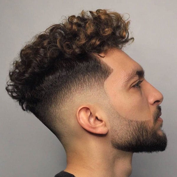 Thick Curly Hair + Faded Sides + Line Up + Beard