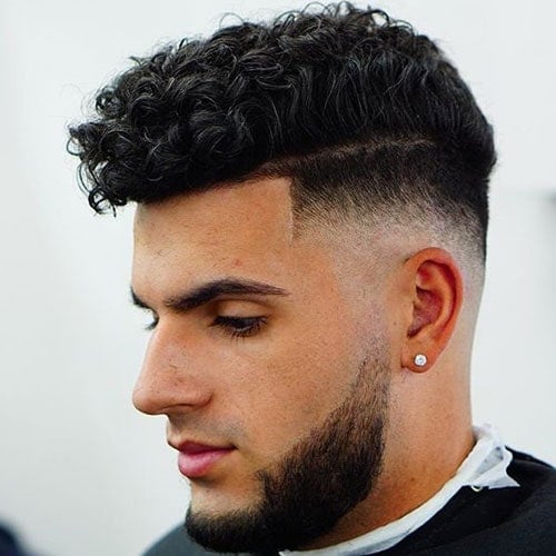 Thick Curly Hair Top + Skin Fade + Full Beard