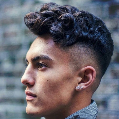 Thick Curly Hair with High Bald Taper Fade