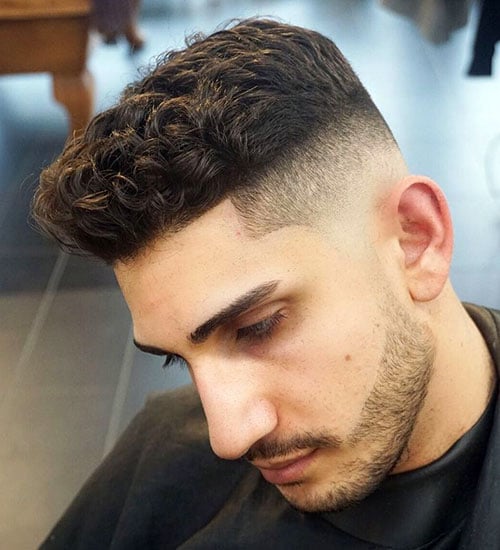 Thick Curly Top with Undercut Fade