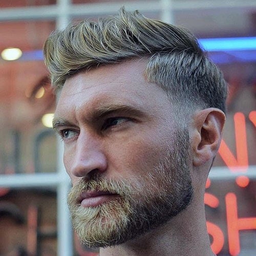 Thick Messy Hair on Top + Tapered Sides + Thick Beard