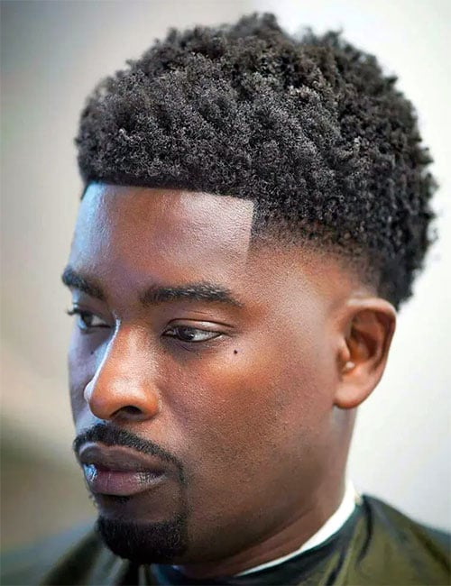 Thick Short Afro with Temp Fade