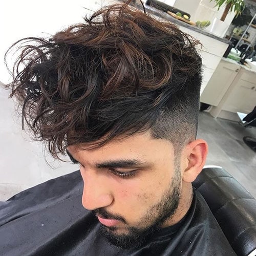 Tousled Long Fringe + Taper Fade