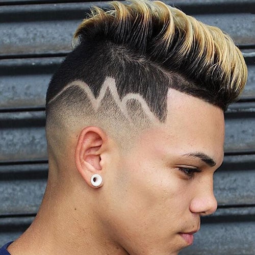 Undercut Fade + Line Up + Spiky Faux Hawk + Design