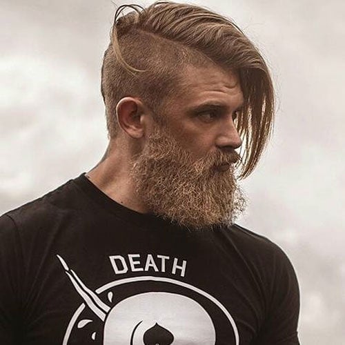 Undercut with Long Comb Over and Beard