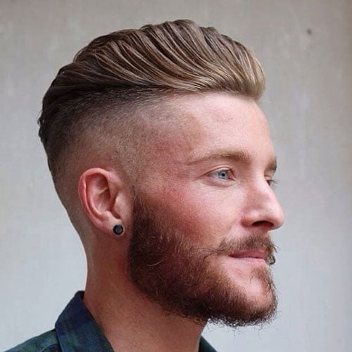 Wavy Brushed Up Hair and High Razor Fade